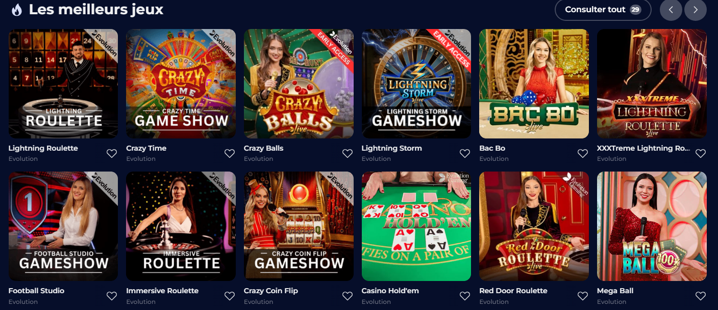 I migliori giochi dal vivo del Nine Casino